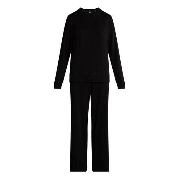 Womens Super Soft 2 Piece Fleece Top and Pants Lounge Set BLACK Plus Size 3X - Picture 1 of 4